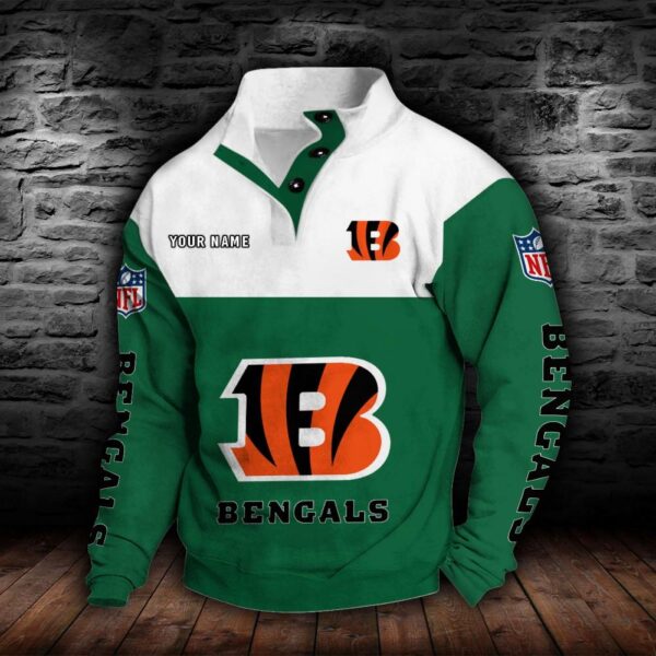 Cincinnati Bengals Double Breasted Stand Collar Hoodie
