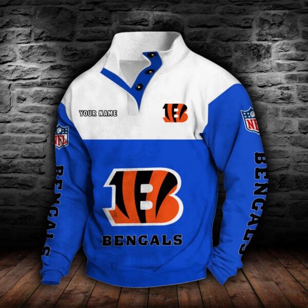Cincinnati Bengals Double Breasted Stand Collar Hoodie