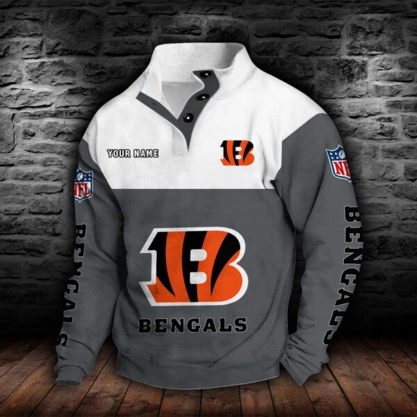 Cincinnati Bengals Double Breasted Stand Collar Hoodie