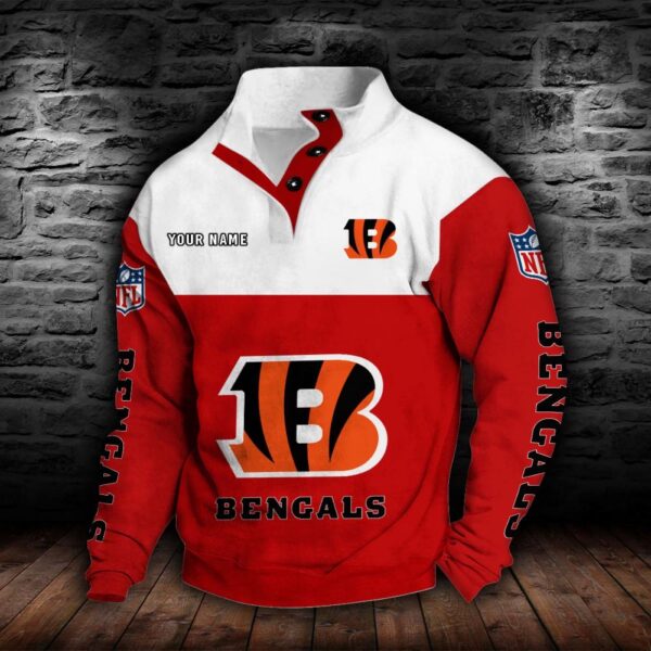 Cincinnati Bengals Double Breasted Stand Collar Hoodie