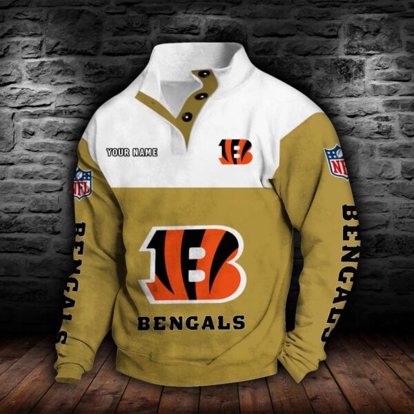 Cincinnati Bengals Double Breasted Stand Collar Hoodie