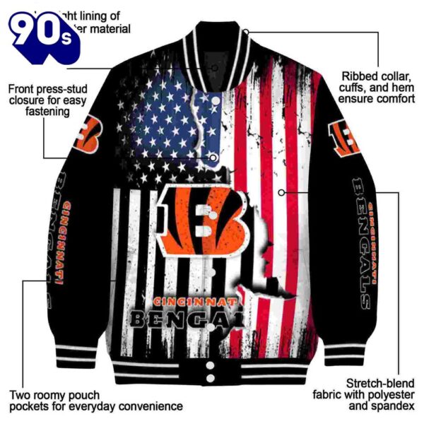 Cincinnati Bengals Patriotic Theme Black Jacket