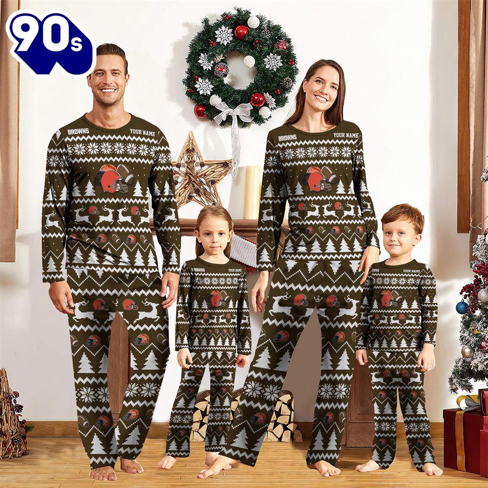NFL Family Pajama Set, Cleveland Browns Christmas NFL Custom Family Pajamas NFL Family Pajama Set, Cleveland Browns Christmas NFL Custom Family Pajamas