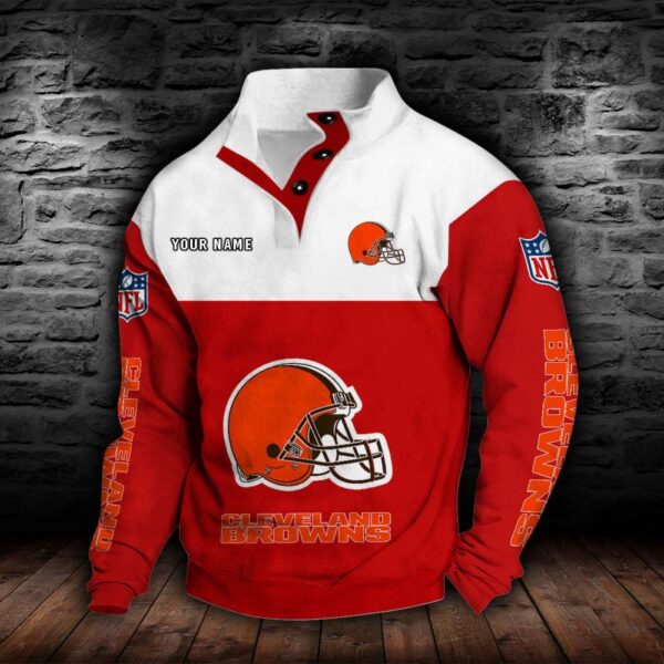 Cleveland Browns Double Breasted Stand Collar Hoodie
