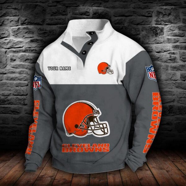 Cleveland Browns Double Breasted Stand Collar Hoodie