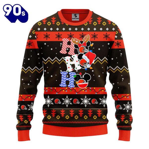 Cleveland Browns HoHoHo Mickey Christmas Ugly Sweater  Gift Christmas