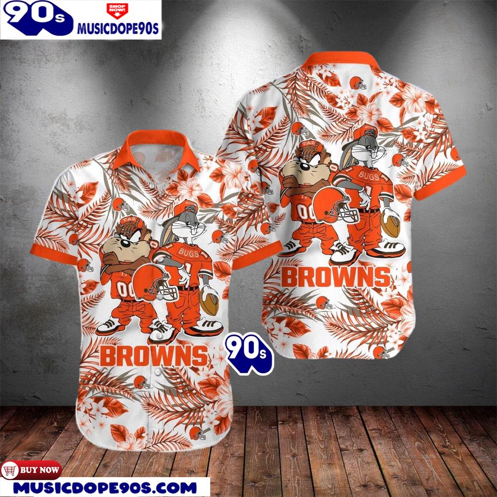 Cleveland Browns Taz And Bugs NFL Teams Hawaiian Shirt Cleveland Browns Taz And Bugs NFL Teams Hawaiian Shirt