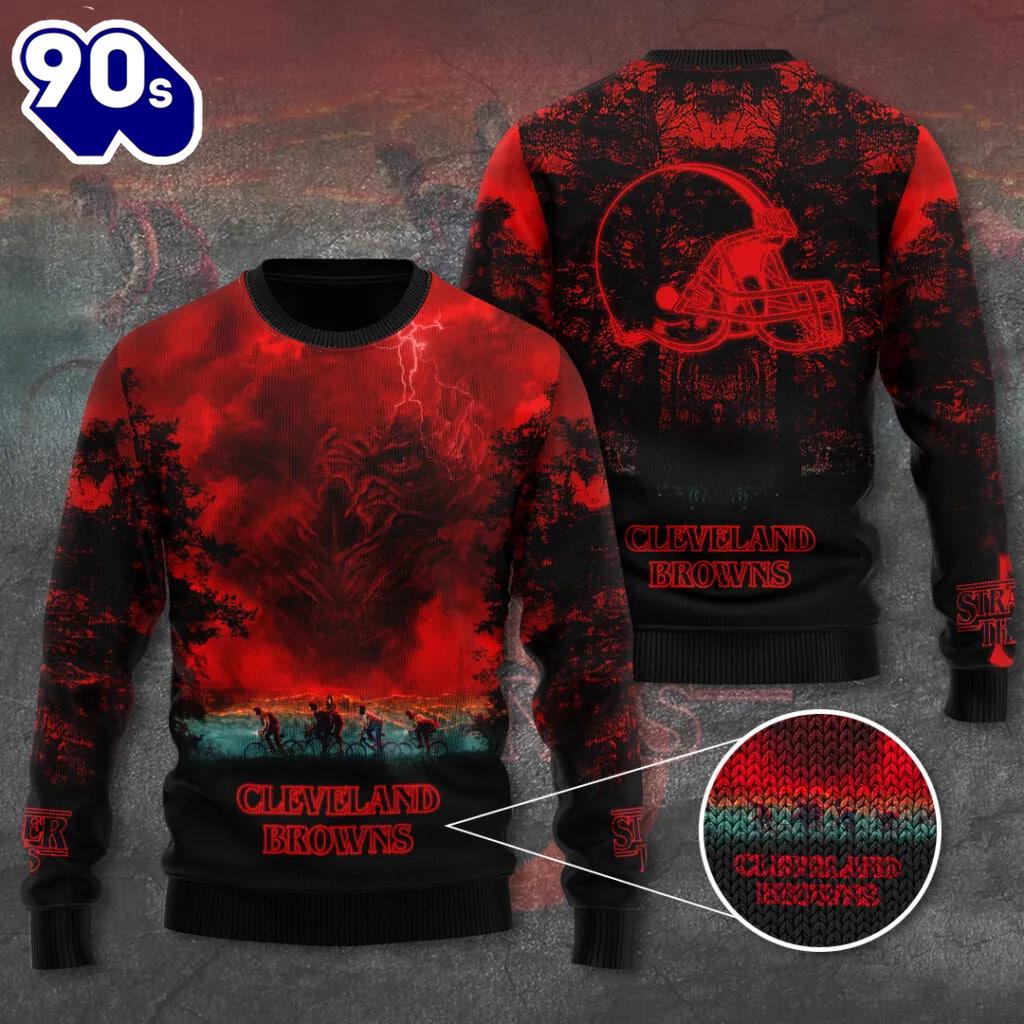 Cleveland Browns x Stranger Things Ugly Sweater Gift Xmas Cleveland Browns x Stranger Things Ugly Sweater Gift Xmas