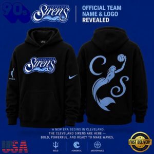 Cleveland Sirens 2028 WNBA Primary Logo Black Hoodie
