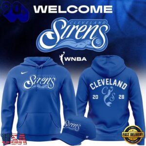 Cleveland Sirens 2028 WNBA Primary Logo Blue Hoodie