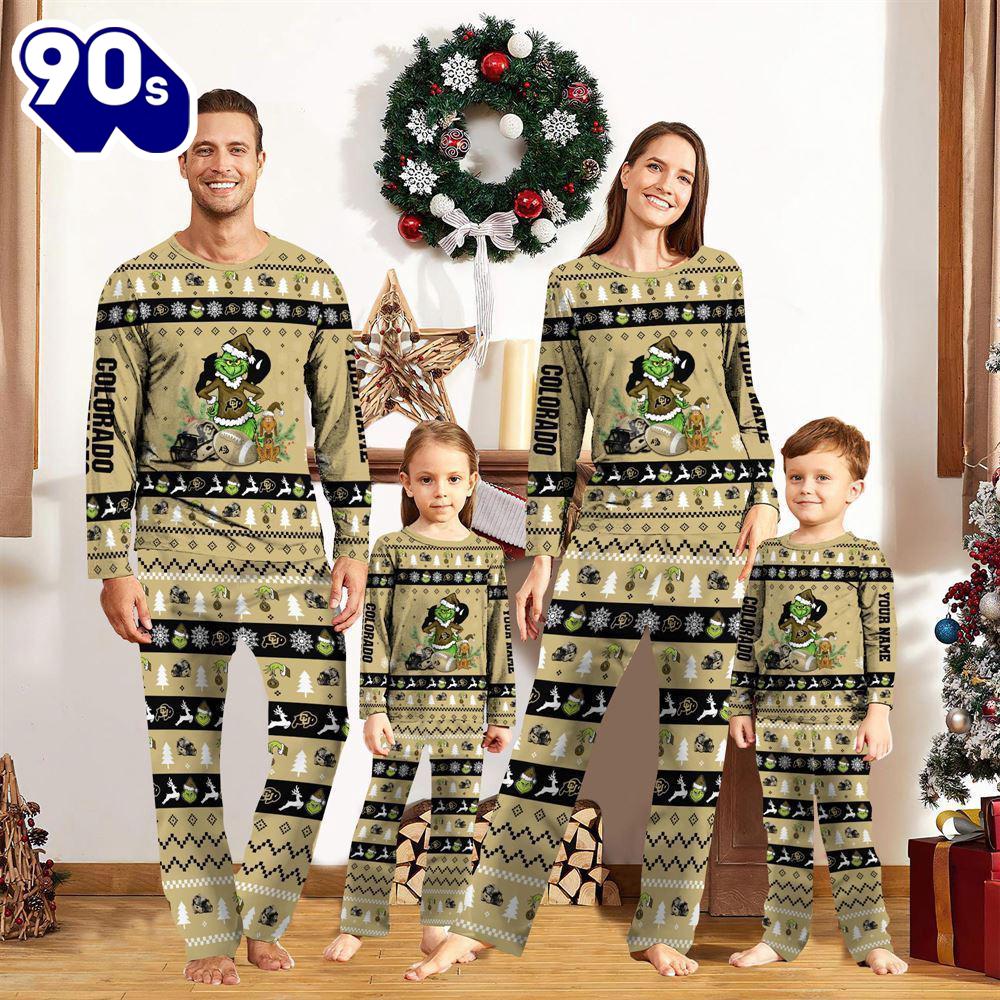 Colorado Buffaloes NCAA Custom Name Grinch Christmas And Sport Team Pajama Set Gift Christmas Colorado Buffaloes NCAA Custom Name Grinch Christmas And Sport Team Pajama Set Gift Christmas