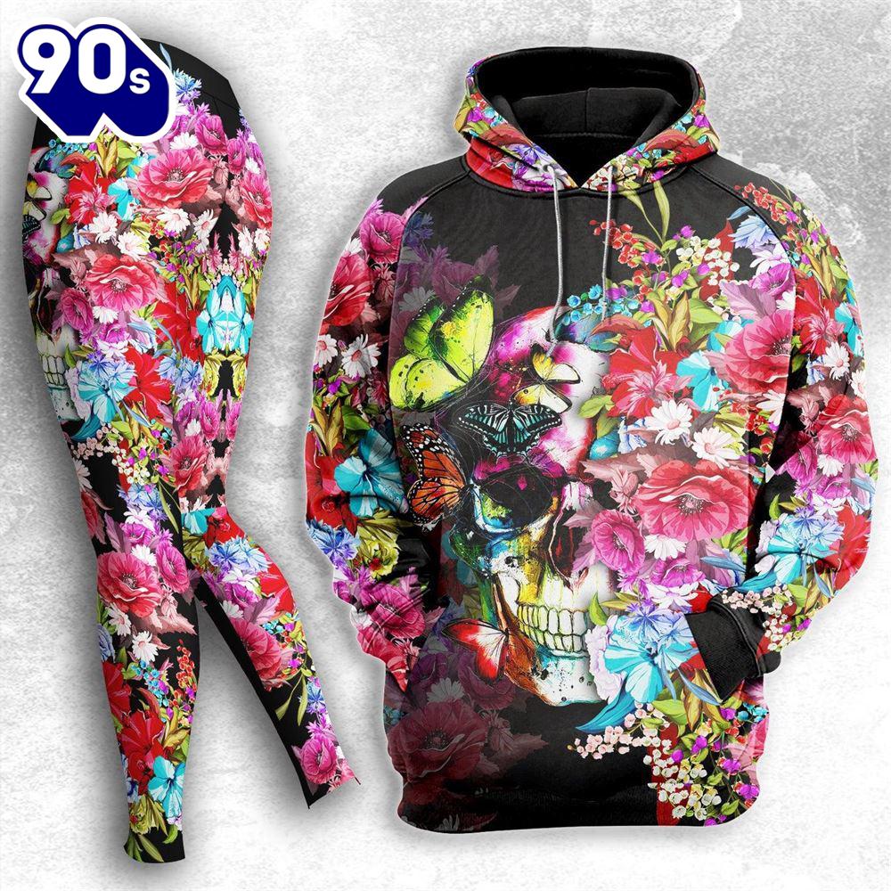 Colorful Skull Rose Butterfly Combo Hoodie And Leggings Colorful Skull Rose Butterfly Combo Hoodie And Leggings