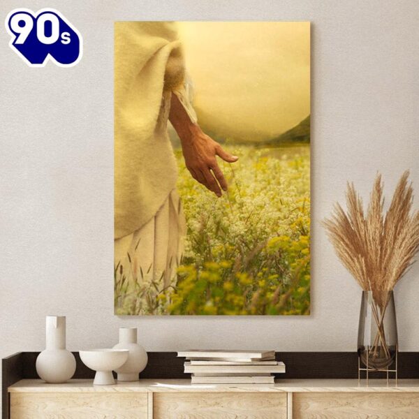 Consider The Lilies Canvas Wall Art – Jesus Walking Through A Field Of Lilies Canvas Posters  Gift For Christmas