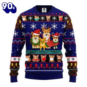 Corgi Cute Noel Mc Ugly Christmas Blue