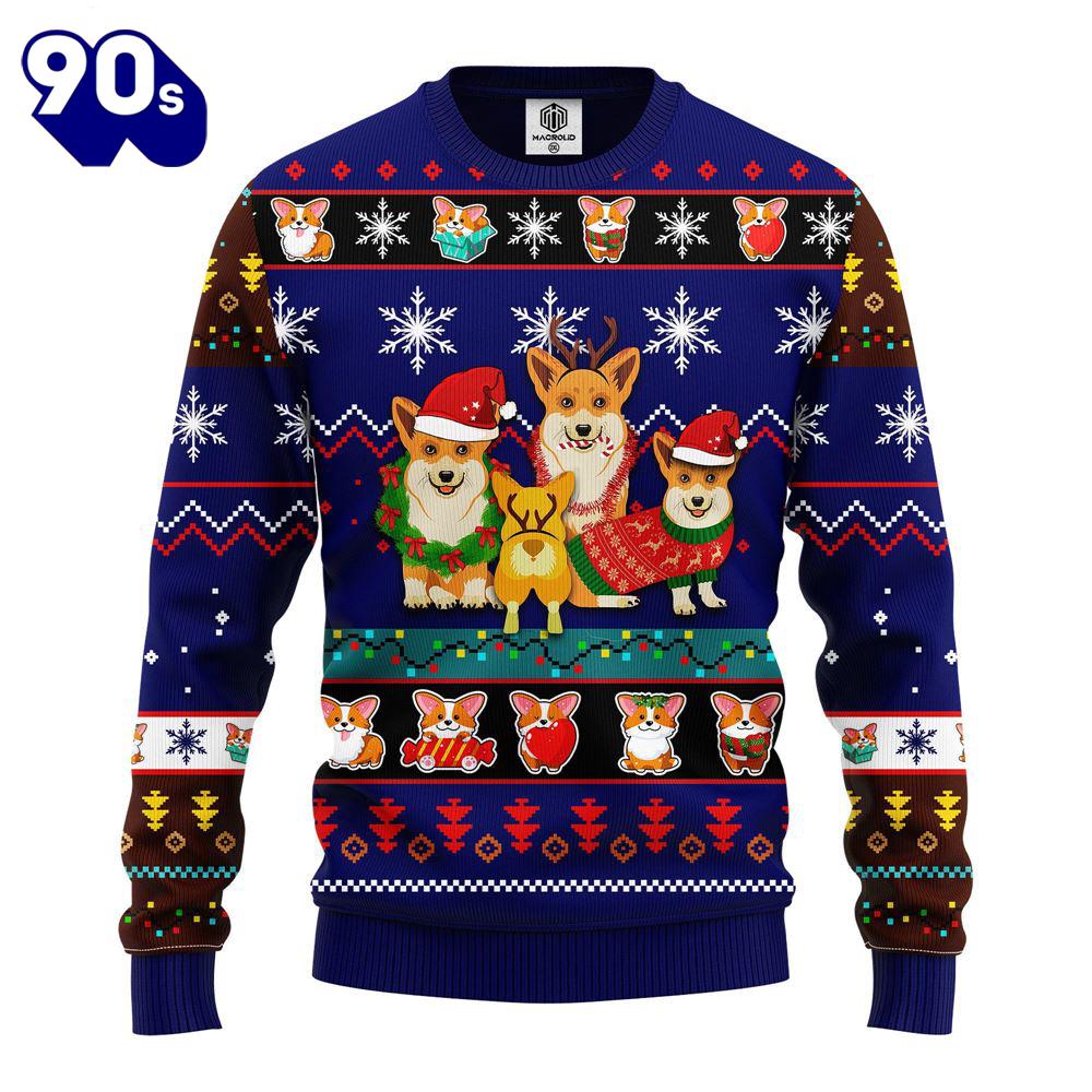 Corgi Cute Noel Mc Ugly Christmas Blue Corgi Cute Noel Mc Ugly Christmas Blue