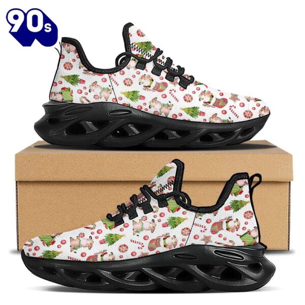 Cow Christmas Print Pattern Black Max Soul Shoes
