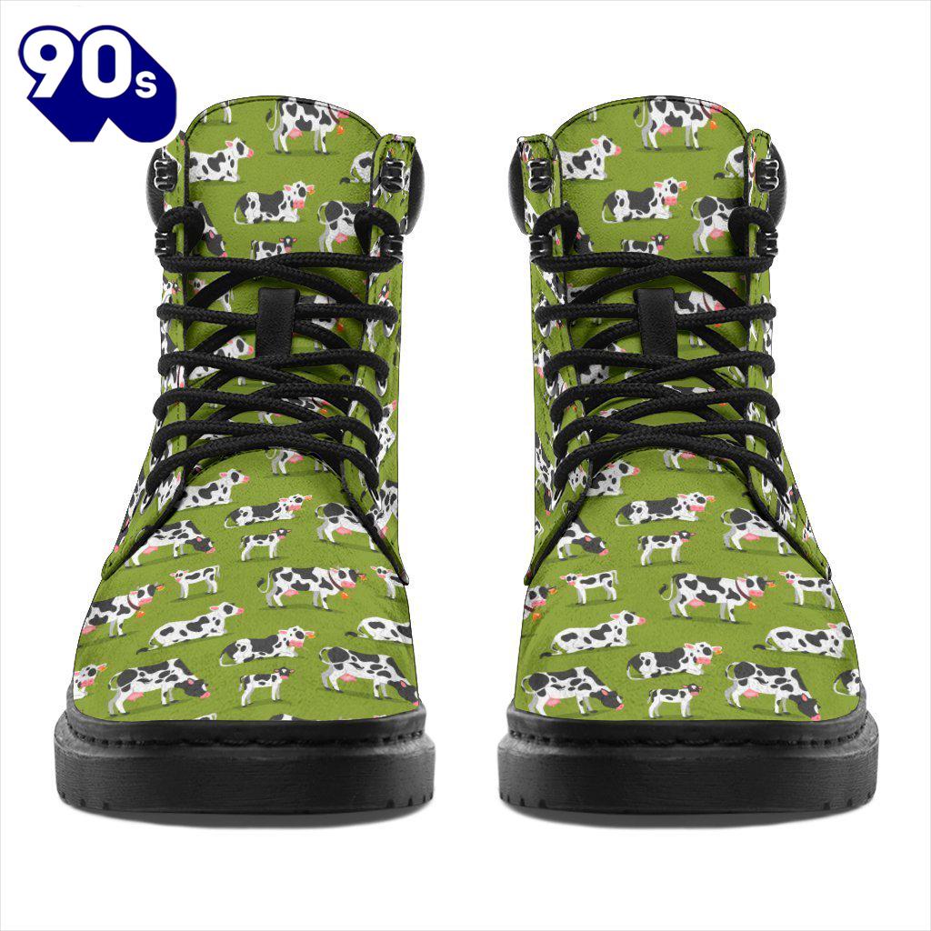 Cow Leather Boots Animal Custom Shoes Funny For Cow Lover Cow Leather Boots Animal Custom Shoes Funny For Cow Lover