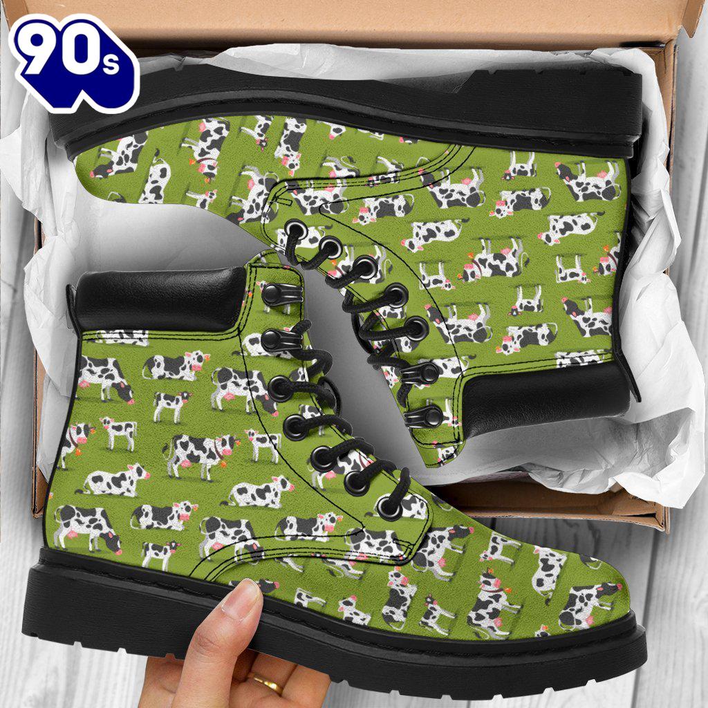 Cow Leather Boots Animal Custom Shoes Funny For Cow Lover Cow Leather Boots Animal Custom Shoes Funny For Cow Lover