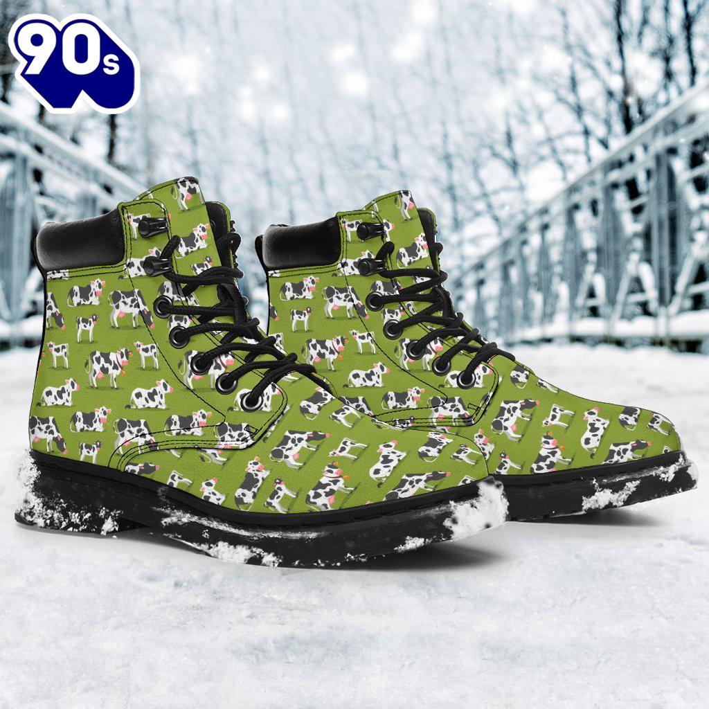 Cow Leather Boots Animal Custom Shoes Funny For Cow Lover Cow Leather Boots Animal Custom Shoes Funny For Cow Lover