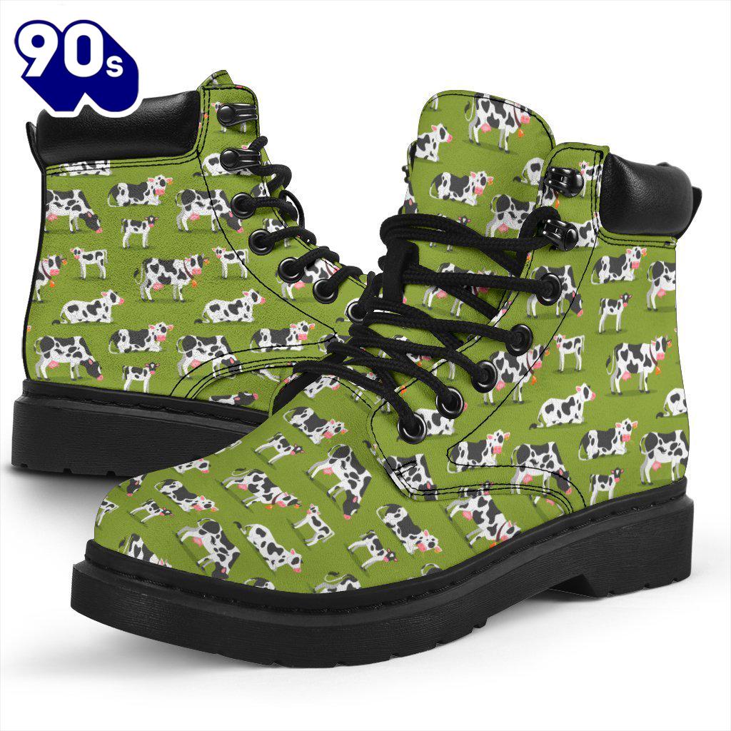 Cow Leather Boots Animal Custom Shoes Funny For Cow Lover Cow Leather Boots Animal Custom Shoes Funny For Cow Lover