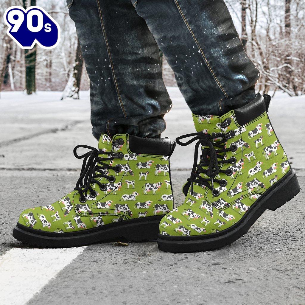 Cow Leather Boots Animal Custom Shoes Funny For Cow Lover Cow Leather Boots Animal Custom Shoes Funny For Cow Lover
