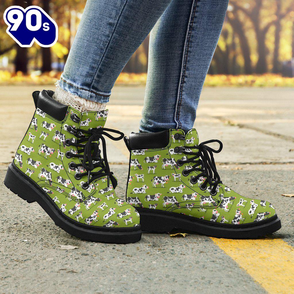 Cow Leather Boots Animal Custom Shoes Funny For Cow Lover Cow Leather Boots Animal Custom Shoes Funny For Cow Lover