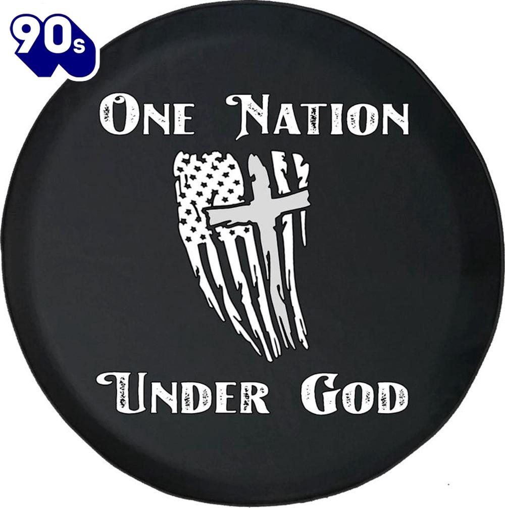 Cross American Flag Tire Cover One - Nation Under God Tire Cover - Christian Tire Cover Car Decor Cross American Flag Tire Cover One - Nation Under God Tire Cover - Christian Tire Cover Car Decor