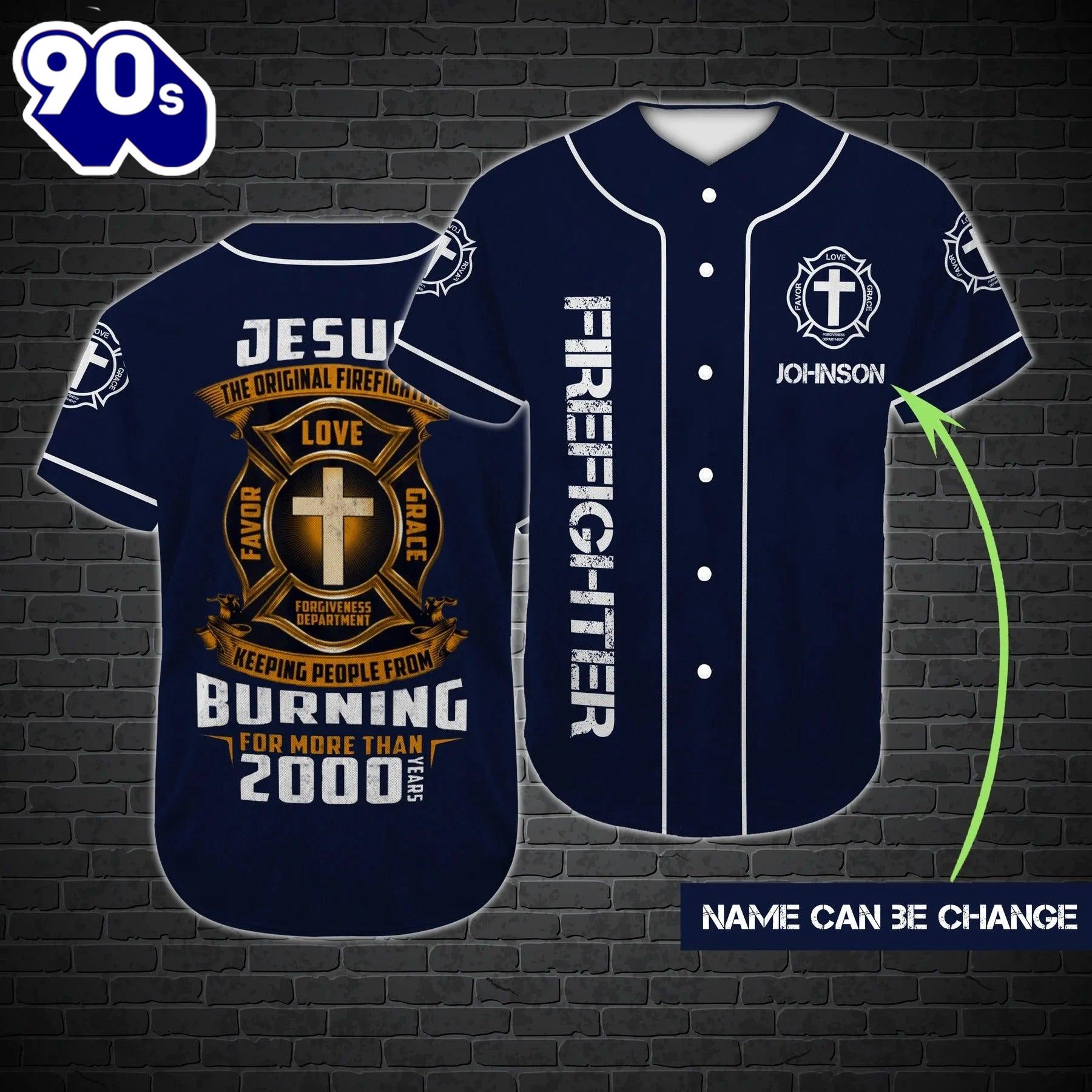 Cross Baseball Jersey - Jesus Original Firefighter Custom Baseball Jersey Gift Christmas Cross Baseball Jersey - Jesus Original Firefighter Custom Baseball Jersey Gift Christmas