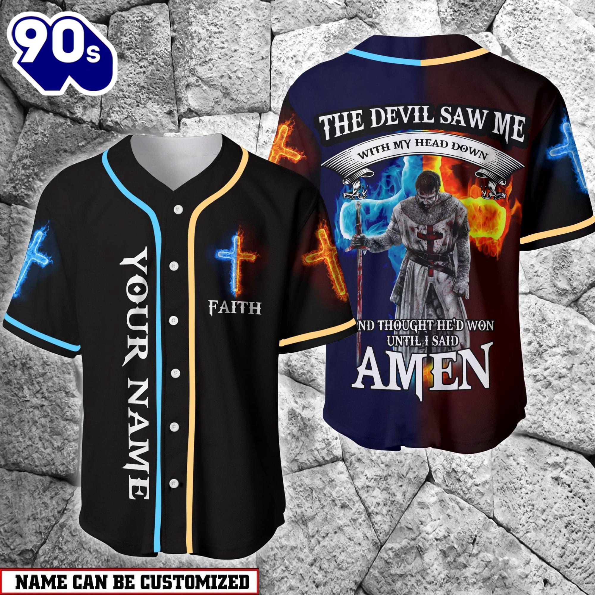 Cross Flame Baseball Jersey - Knight I Said Amen Custom Baseball Jersey Shirt For Men Women Gift Christmas Cross Flame Baseball Jersey - Knight I Said Amen Custom Baseball Jersey Shirt For Men Women Gift Christmas