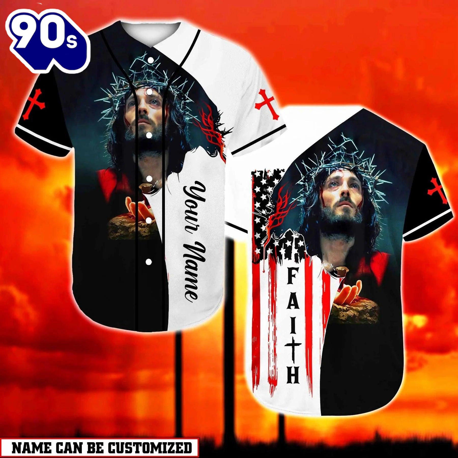 Cross, God, American Flag Baseball Jersey - Believe And Have Faith Custom Baseball Jersey Gift Christmas Cross, God, American Flag Baseball Jersey - Believe And Have Faith Custom Baseball Jersey Gift Christmas