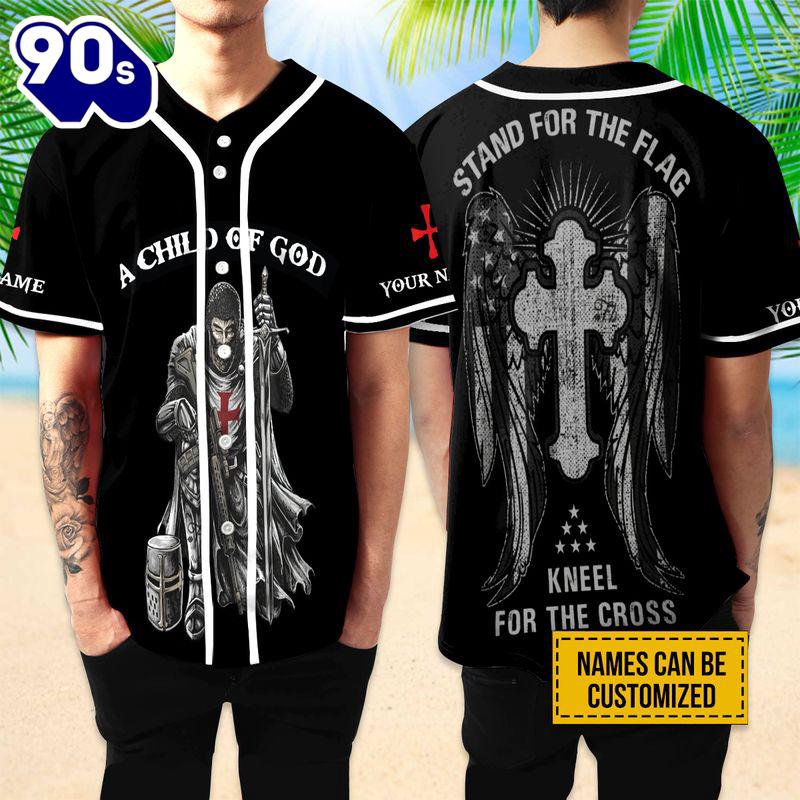 Cross, Knight Templar Baseball Jersey - Stand For The Flag Custom Printed Baseball Jersey Gift Christmas Cross, Knight Templar Baseball Jersey - Stand For The Flag Custom Printed Baseball Jersey Gift Christmas