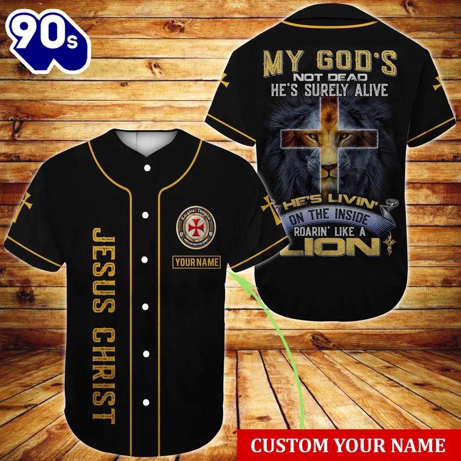Cross, Lion Baseball Jersey - My God's not dead Custom Baseball Jersey Shirt For Men Women Gift Christmas Cross, Lion Baseball Jersey - My God's not dead Custom Baseball Jersey Shirt For Men Women Gift Christmas