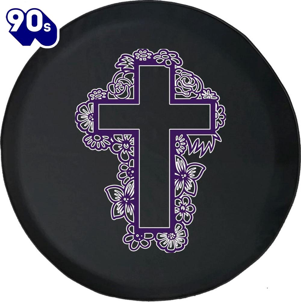 Cross Religious Believe Purple Spare Tire Cover - Christian Tire Cover Car Decor Cross Religious Believe Purple Spare Tire Cover - Christian Tire Cover Car Decor