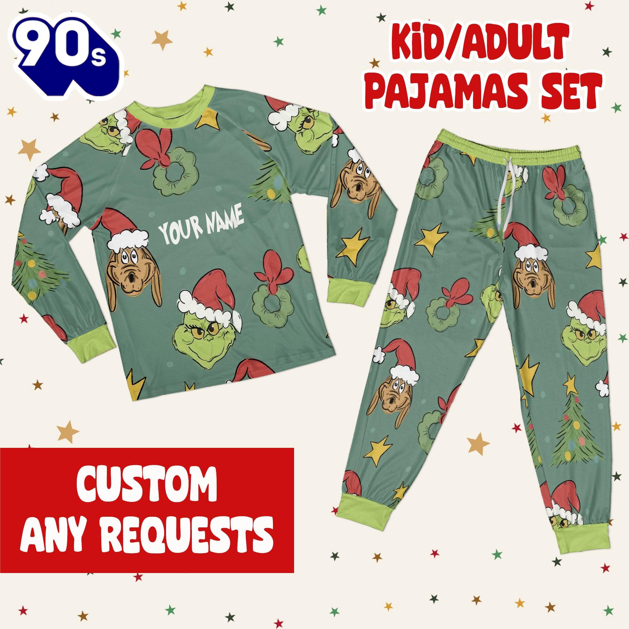 Custom Christmas Grinch Pattern Pajamas Set - Family Disneyland Matching Pajamas Set Custom Christmas Grinch Pattern Pajamas Set - Family Disneyland Matching Pajamas Set
