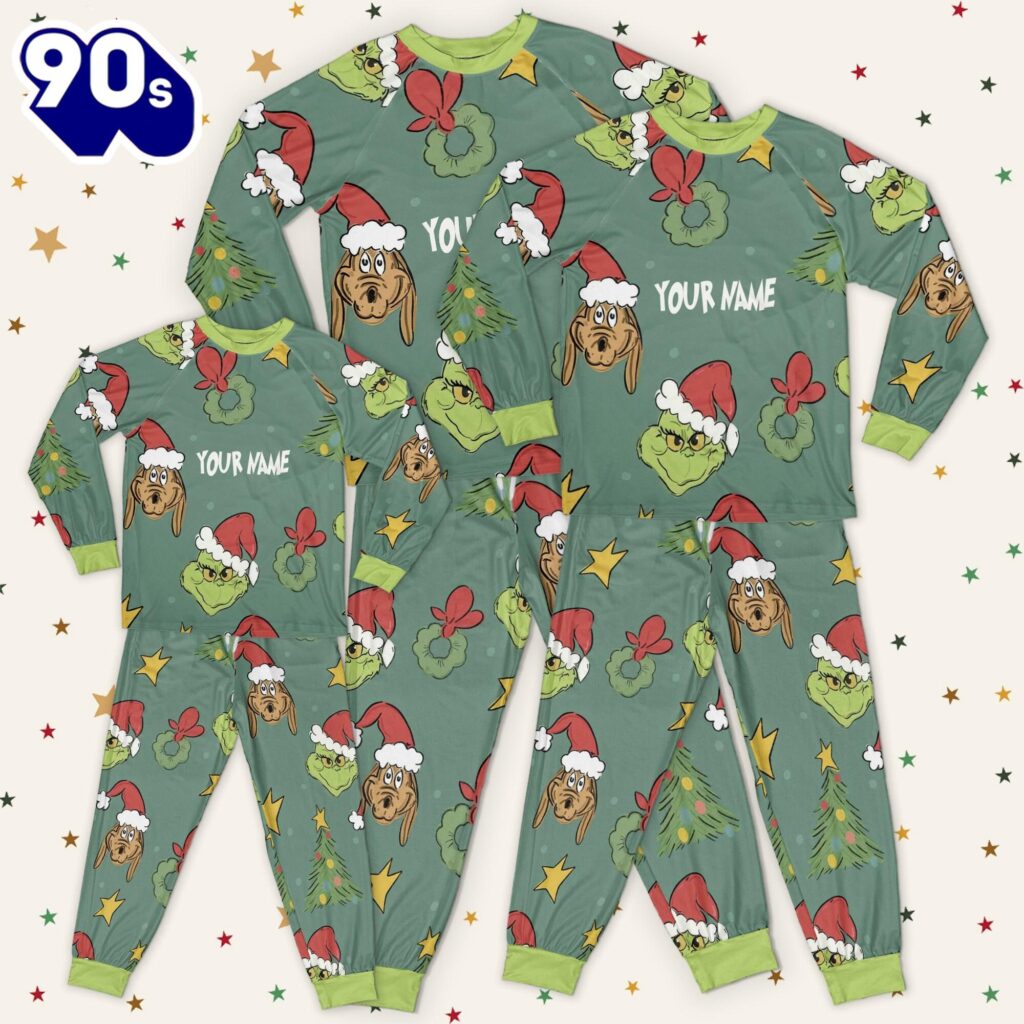 Custom Christmas Grinch Pattern Pajamas Set - Family Disneyland ...