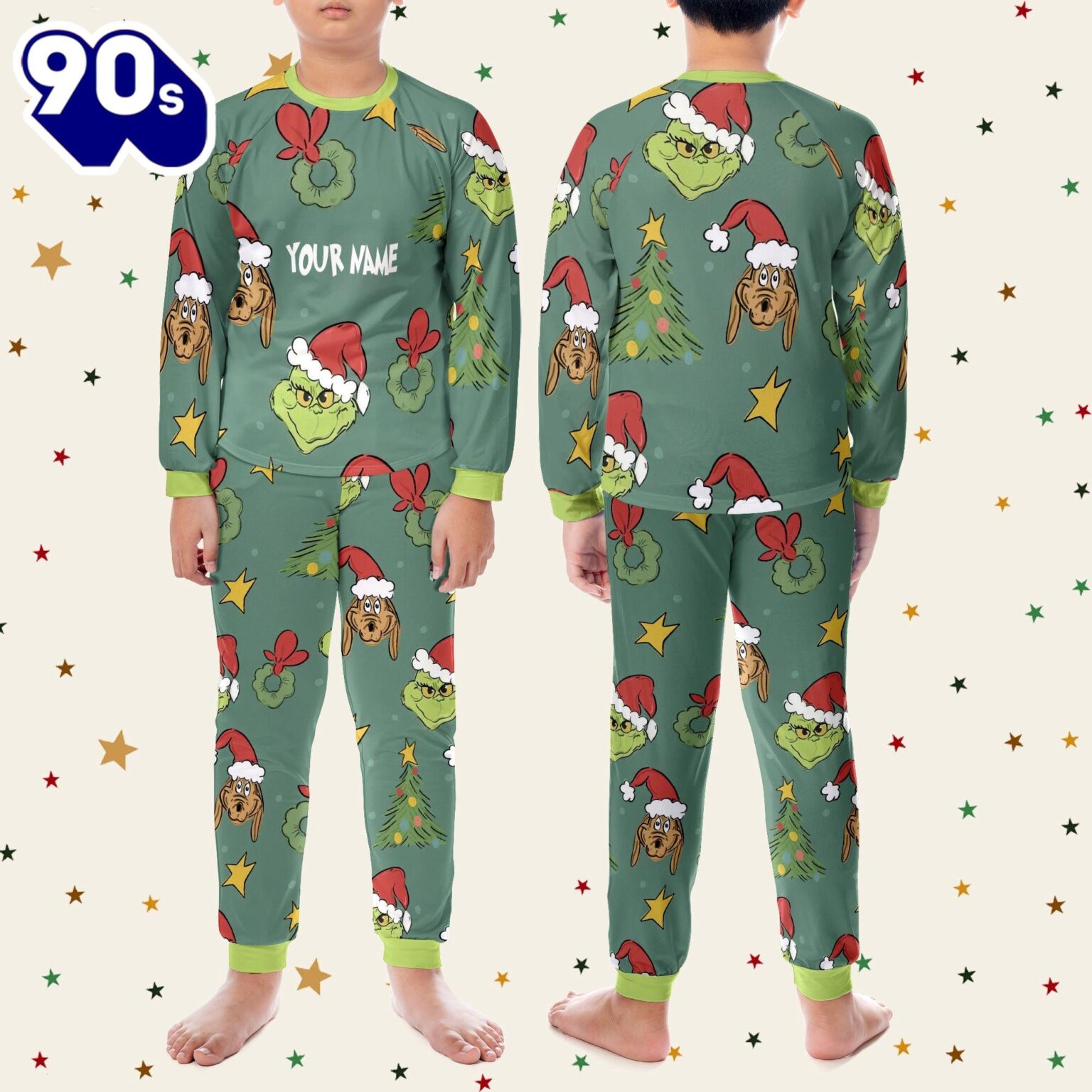 Custom Christmas Grinch Pattern Pajamas Set - Family Disneyland ...