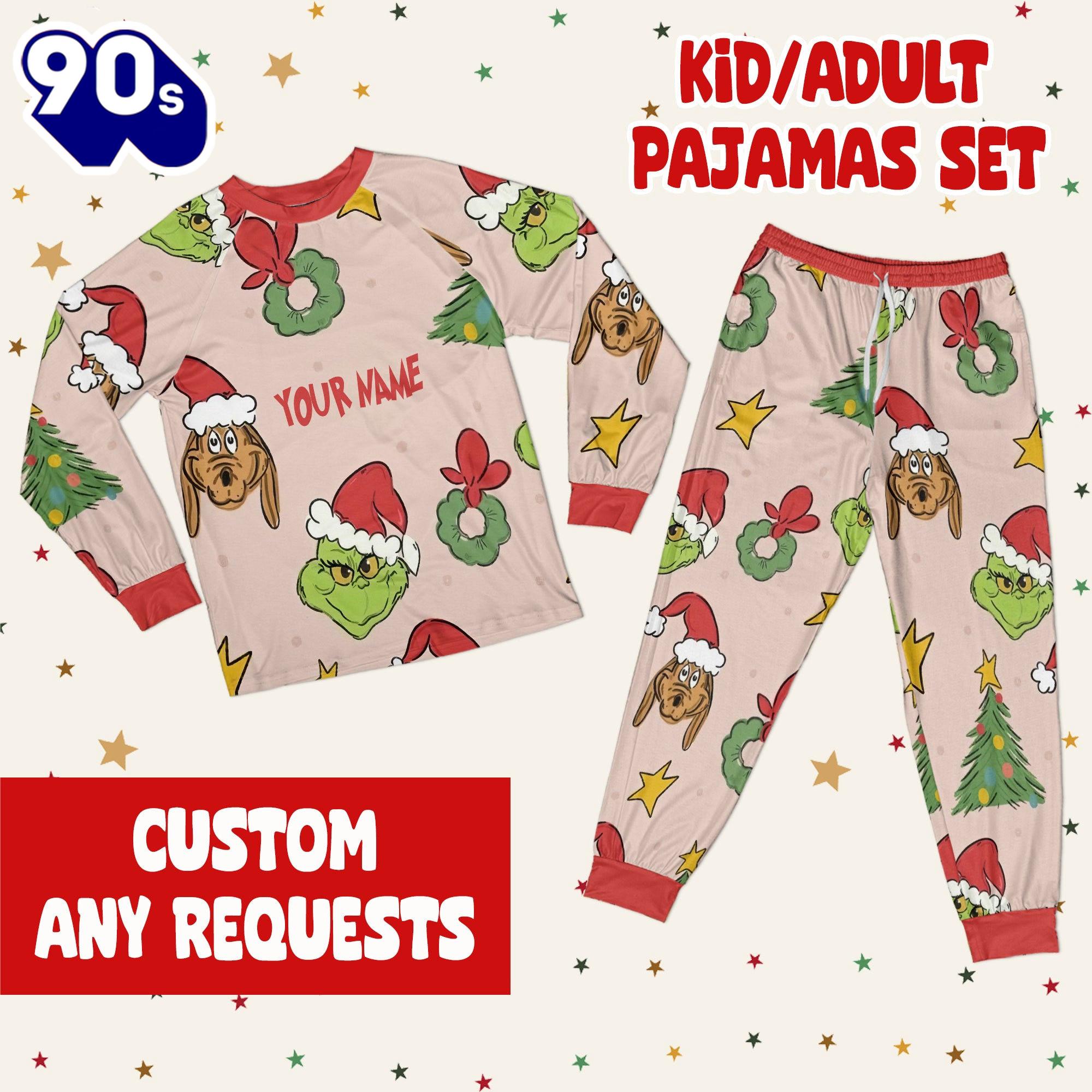 Custom Christmas Grinch Pattern Raglan Pajamas Set - Family Disneyland Matching Pajamas Set Custom Christmas Grinch Pattern Raglan Pajamas Set - Family Disneyland Matching Pajamas Set