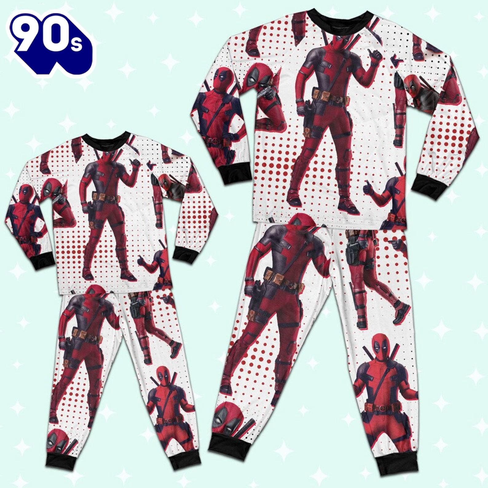 Custom Disney Deadpool and Wolverine Deadpool Colorful Pajamas - Movie Cartoon Holiday Pajamas Custom Disney Deadpool and Wolverine Deadpool Colorful Pajamas - Movie Cartoon Holiday Pajamas