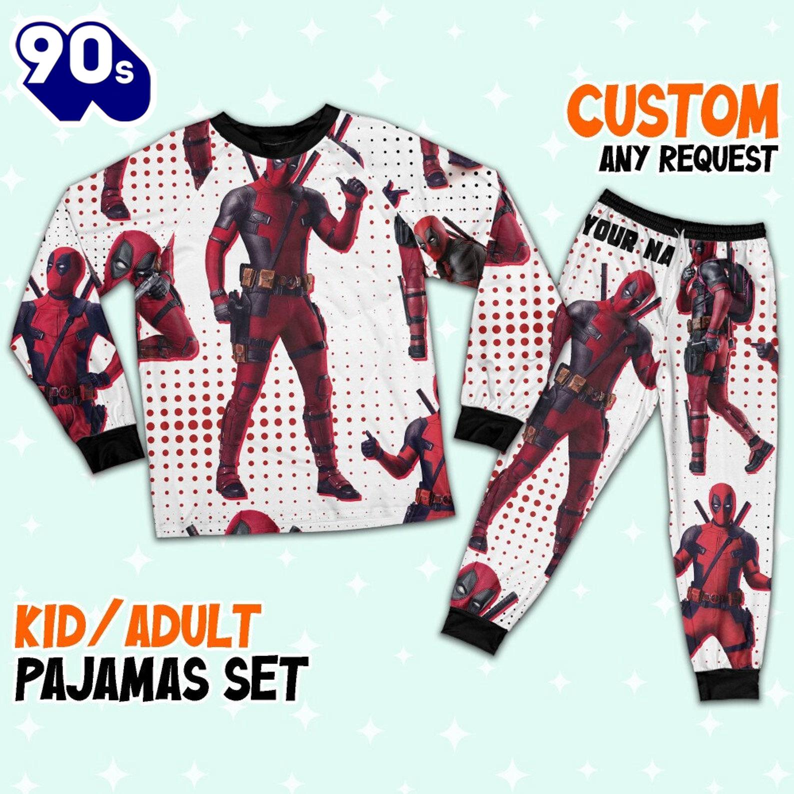 Custom Disney Deadpool and Wolverine Deadpool Colorful Pajamas - Movie Cartoon Holiday Pajamas Custom Disney Deadpool and Wolverine Deadpool Colorful Pajamas - Movie Cartoon Holiday Pajamas