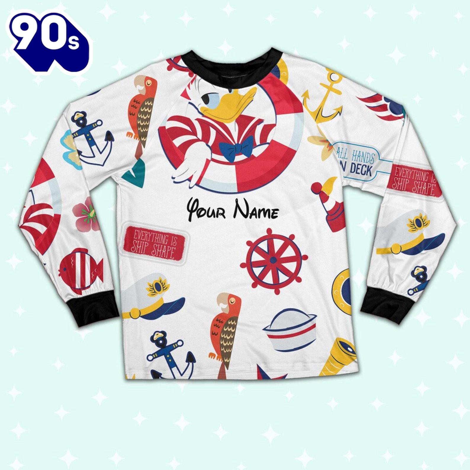Custom Disney Donald Cruise Trip Colorful Pajamas Set - Movie Cartoon Holiday Pajamas Custom Disney Donald Cruise Trip Colorful Pajamas Set - Movie Cartoon Holiday Pajamas