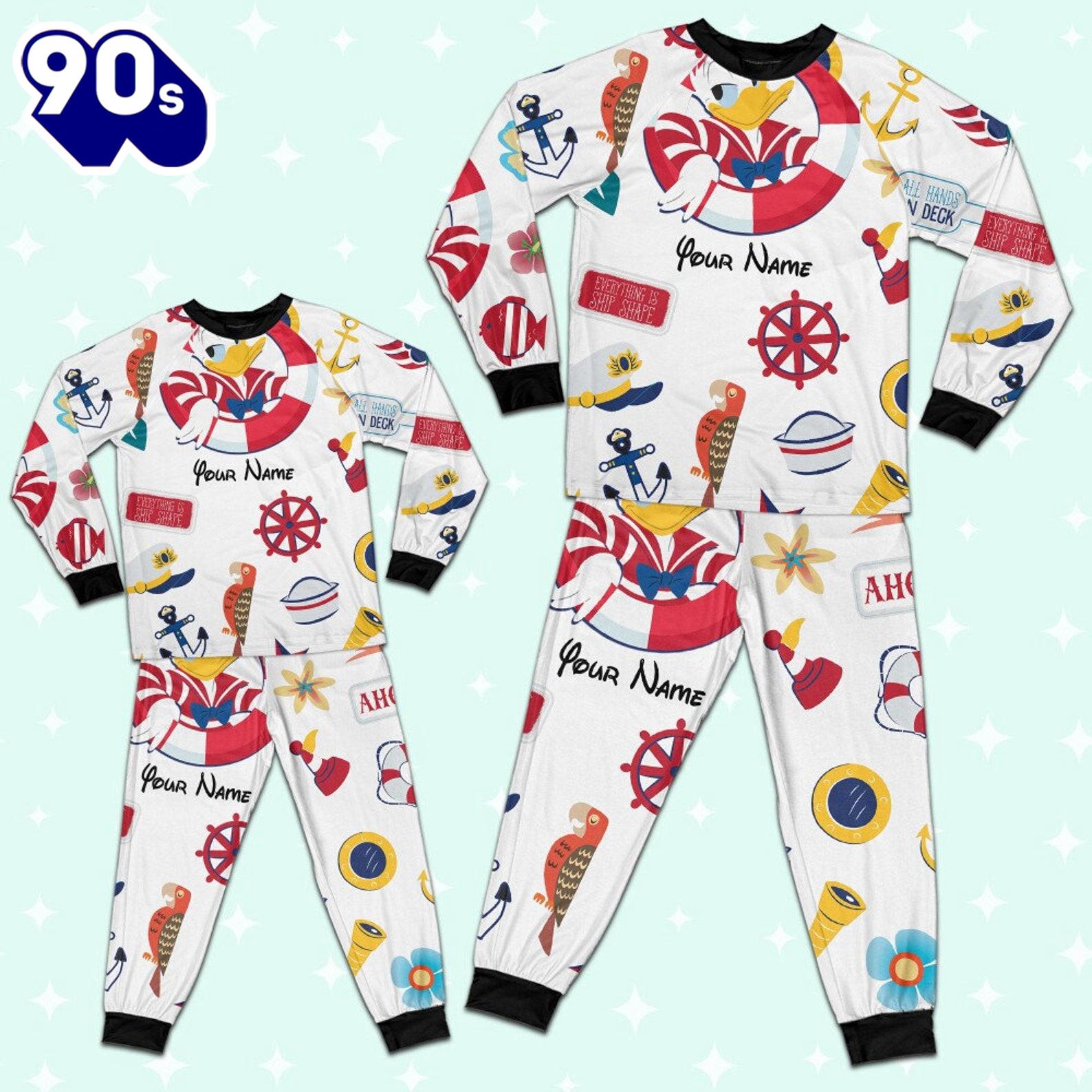 Custom Disney Donald Cruise Trip Colorful Pajamas Set - Movie Cartoon Holiday Pajamas Custom Disney Donald Cruise Trip Colorful Pajamas Set - Movie Cartoon Holiday Pajamas