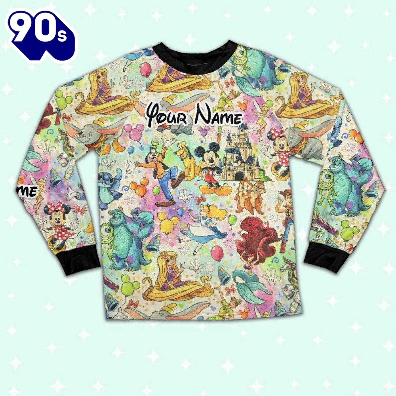 Custom Disney Famous Characters Colorful Team Pajamas Set - Movie Cartoon Holiday Pajamas Custom Disney Famous Characters Colorful Team Pajamas Set - Movie Cartoon Holiday Pajamas