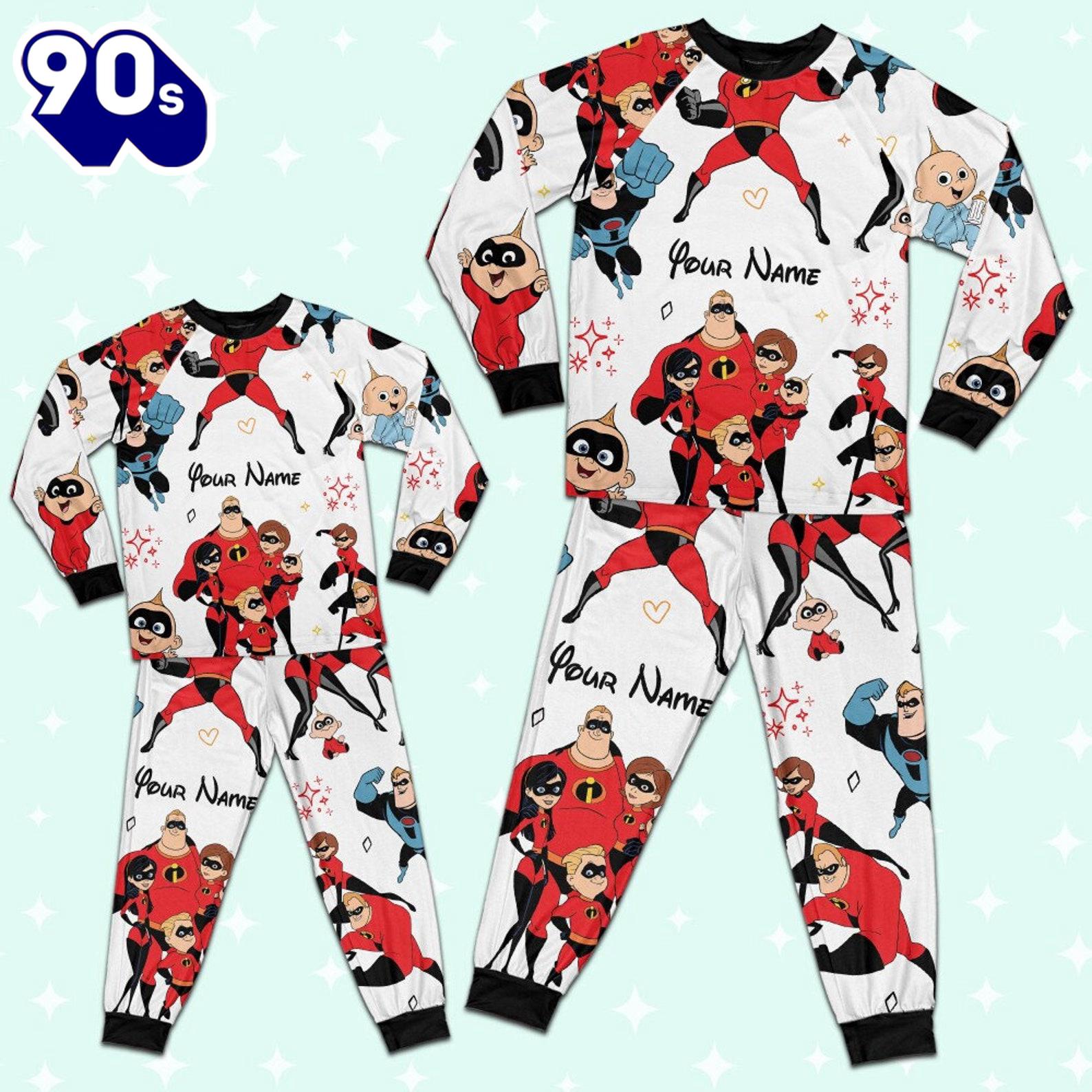 Custom Disney Father Day Mr Incredible the Incredibles Colorful Pajamas Set - Movie Cartoon Holiday Pajamas Custom Disney Father Day Mr Incredible the Incredibles Colorful Pajamas Set - Movie Cartoon Holiday Pajamas