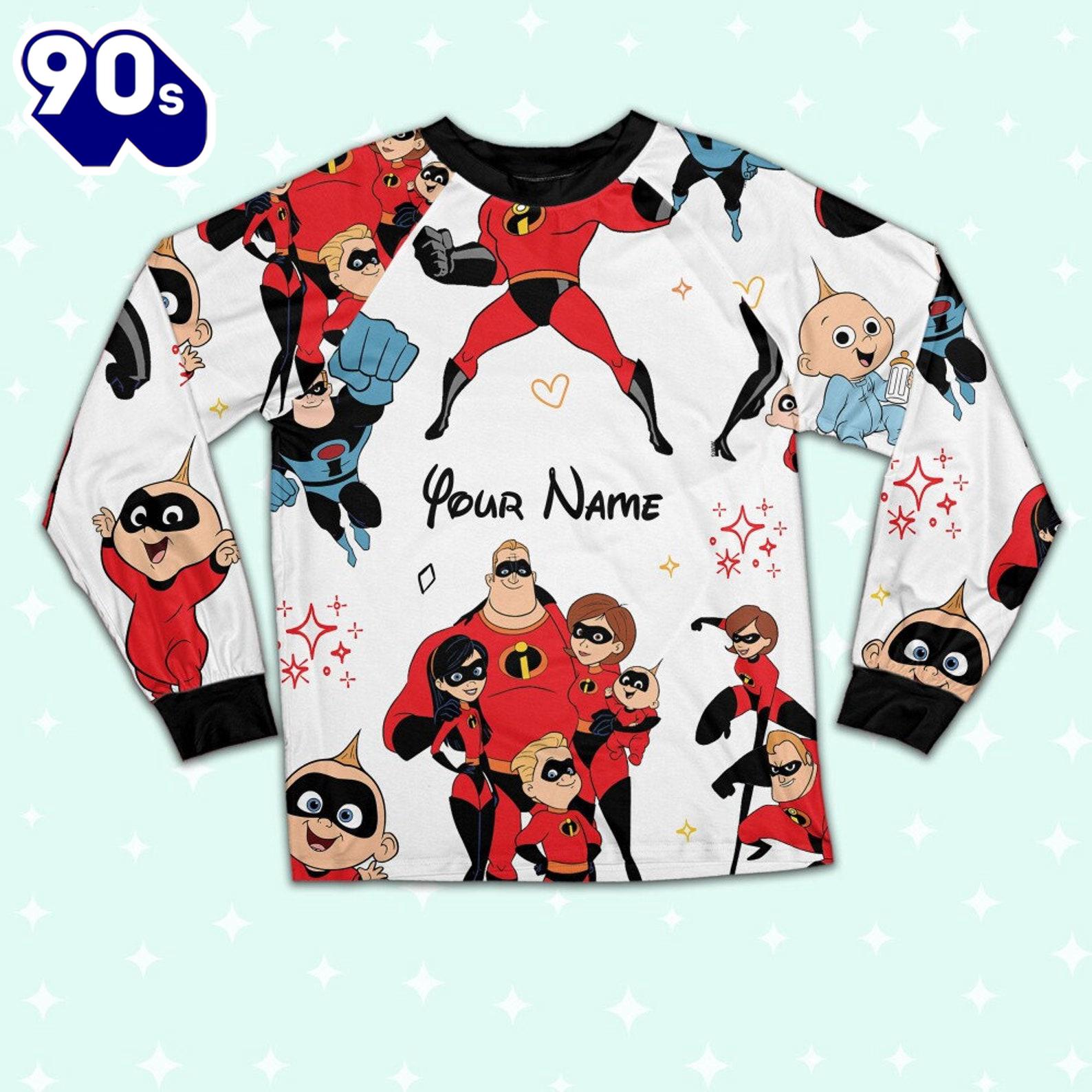 Custom Disney Father Day Mr Incredible the Incredibles Colorful Pajamas Set - Movie Cartoon Holiday Pajamas Custom Disney Father Day Mr Incredible the Incredibles Colorful Pajamas Set - Movie Cartoon Holiday Pajamas
