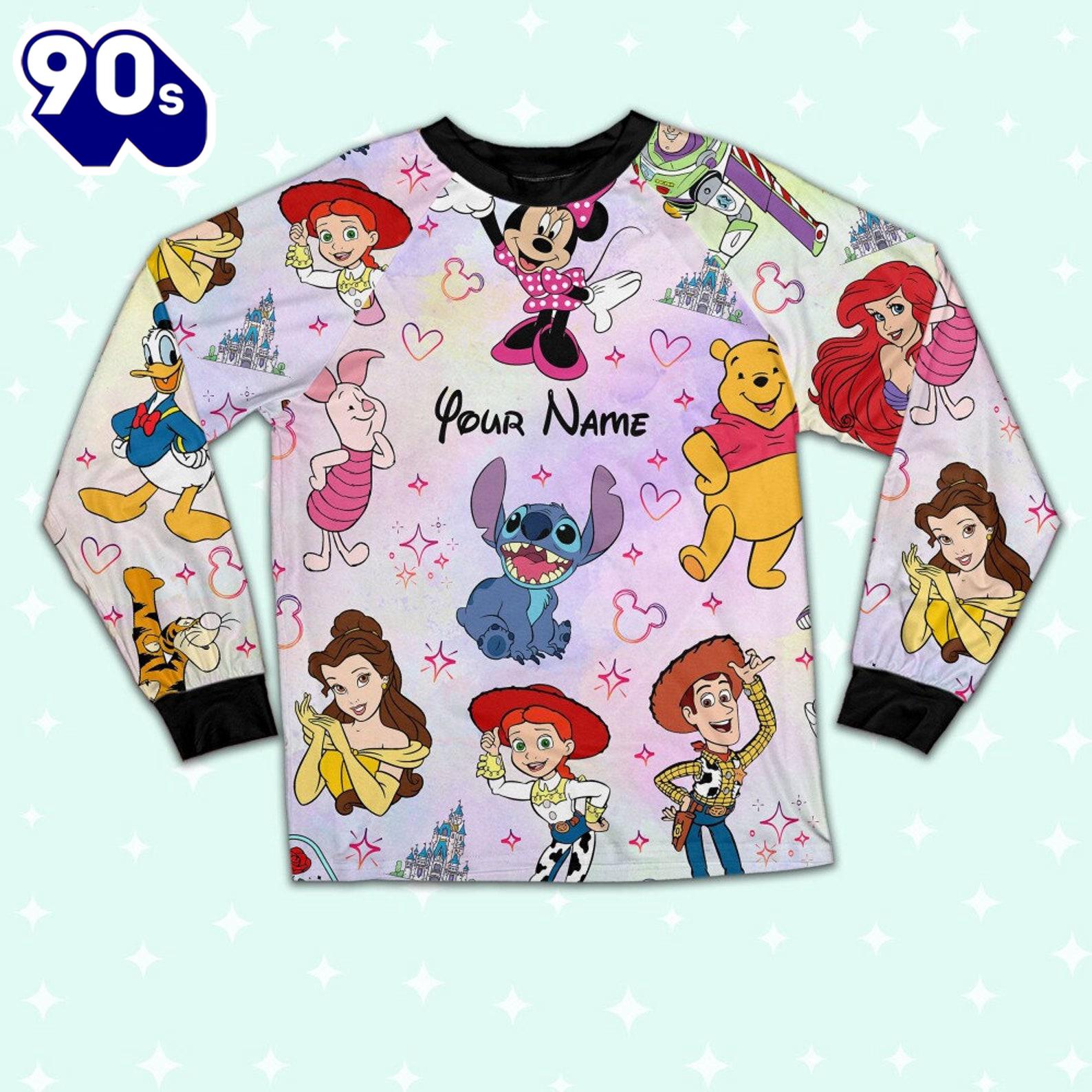 Custom Disney Friends Colorful Team Pajamas Set - Movie Cartoon Holiday Pajamas Custom Disney Friends Colorful Team Pajamas Set - Movie Cartoon Holiday Pajamas