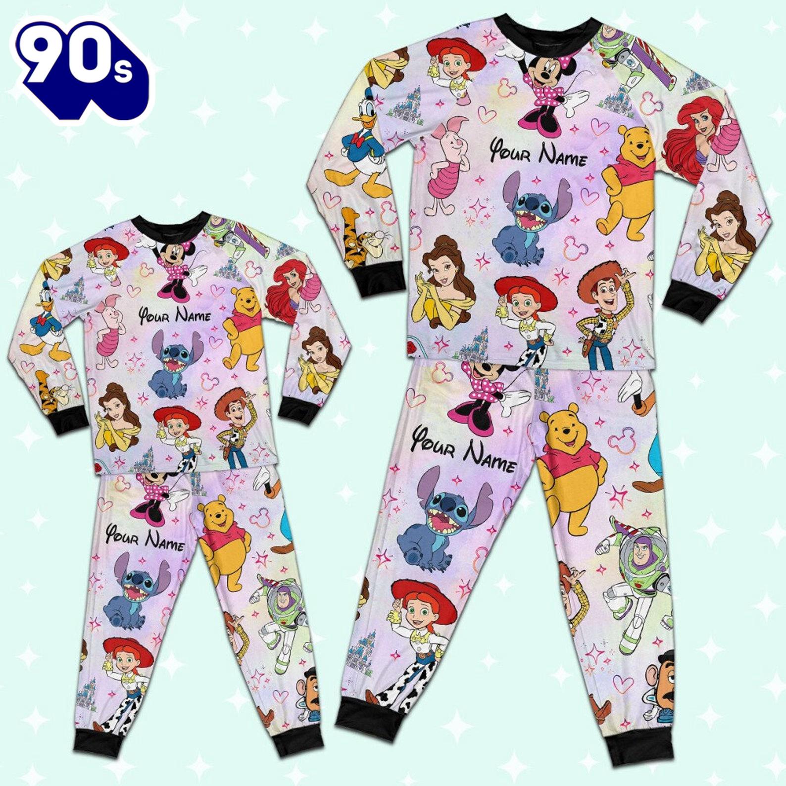 Custom Disney Friends Colorful Team Pajamas Set - Movie Cartoon Holiday Pajamas Custom Disney Friends Colorful Team Pajamas Set - Movie Cartoon Holiday Pajamas