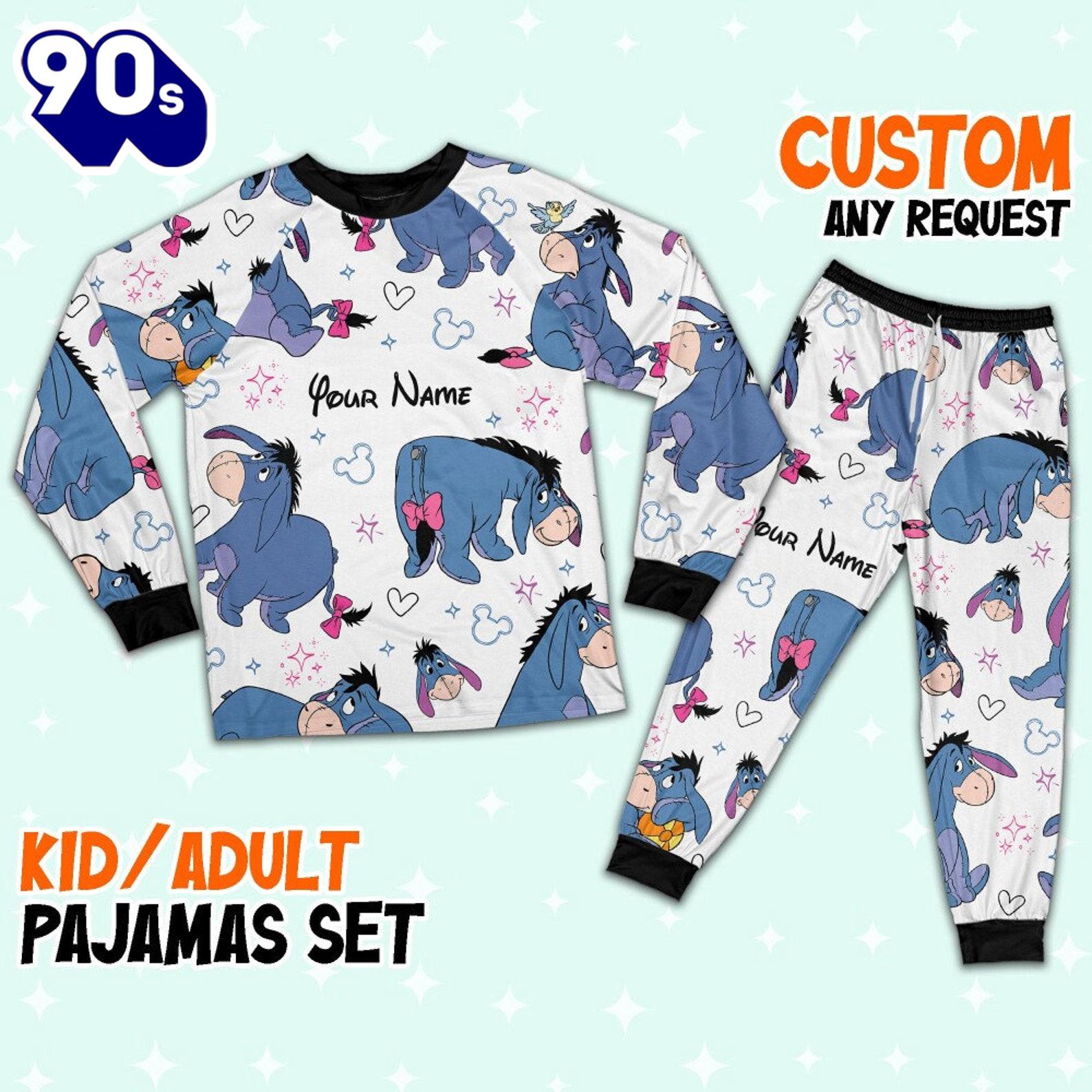 Custom Disney Friends Eeyore Colorful Pajamas Set - Movie Cartoon Holiday Pajamas Custom Disney Friends Eeyore Colorful Pajamas Set - Movie Cartoon Holiday Pajamas