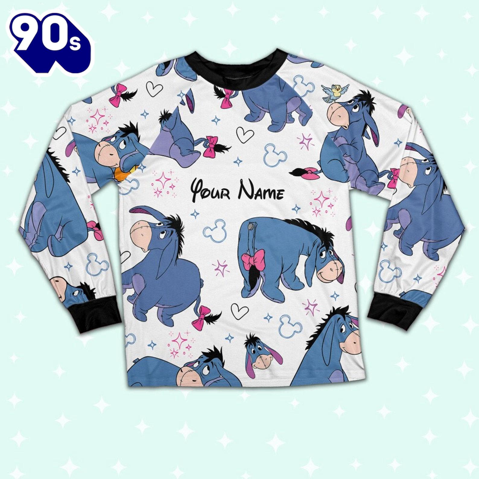 Custom Disney Friends Eeyore Colorful Pajamas Set - Movie Cartoon Holiday Pajamas Custom Disney Friends Eeyore Colorful Pajamas Set - Movie Cartoon Holiday Pajamas