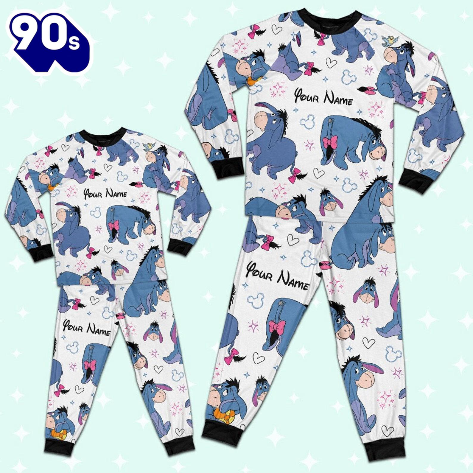 Custom Disney Friends Eeyore Colorful Pajamas Set - Movie Cartoon Holiday Pajamas Custom Disney Friends Eeyore Colorful Pajamas Set - Movie Cartoon Holiday Pajamas