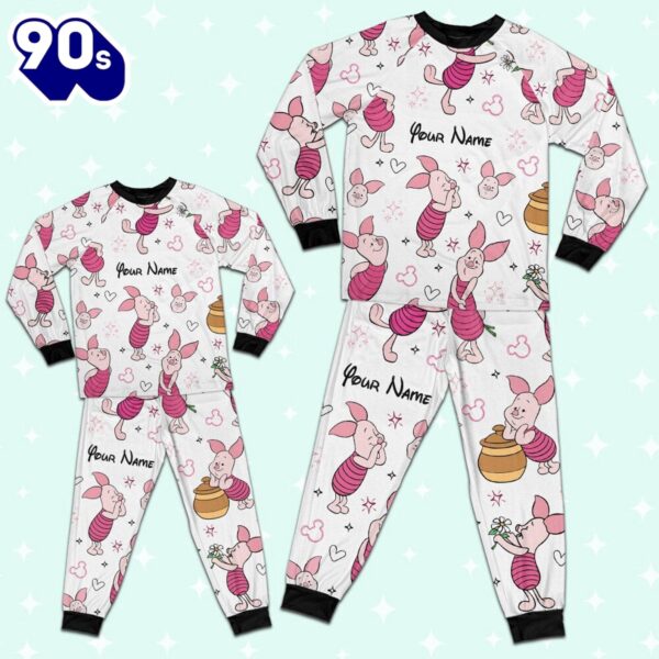 Custom Disney Friends Piglet Colorful Pajamas Set – Movie Cartoon Holiday Pajamas
